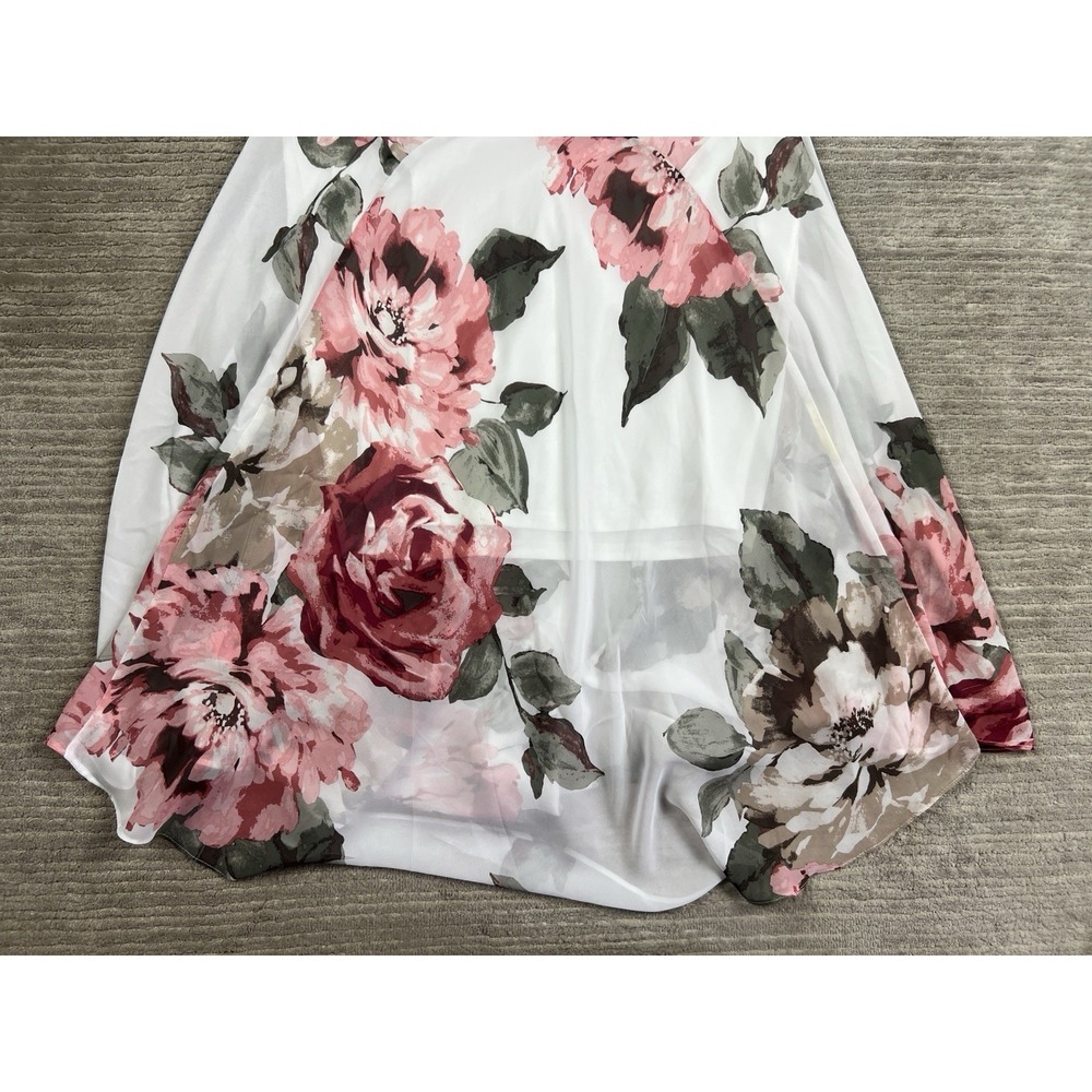 Robbie Bee White Midi Dress with Pink & Green Floral Print - Picture 9 of 12